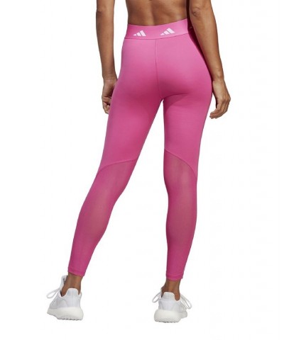 Women's Techfit 3-Stripes Elastic Waist 7/8 Leggings Pink $22.79 Pants