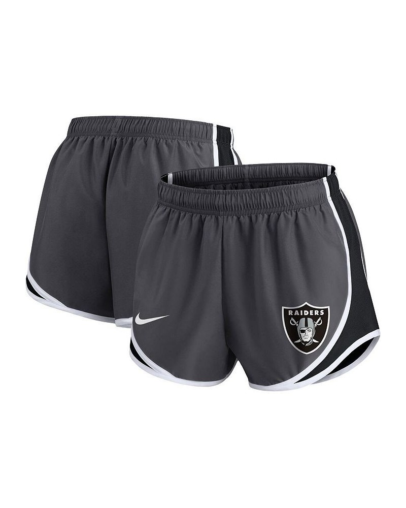 Women's Charcoal Las Vegas Raiders Plus Size Logo Performance Tempo Shorts Charcoal $26.95 Shorts