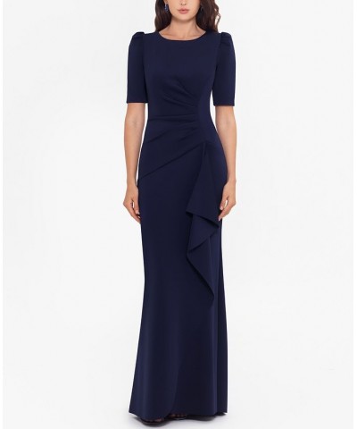 Petite Puff-Sleeve Gown Midnight Blue $89.79 Dresses