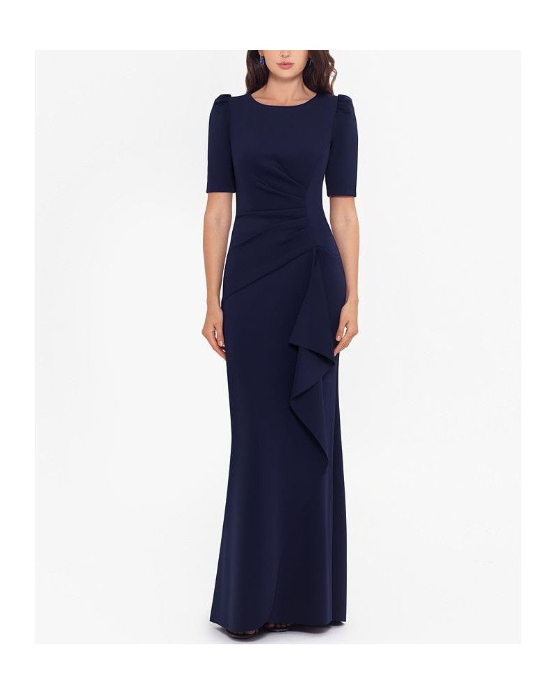 Petite Puff-Sleeve Gown Midnight Blue $89.79 Dresses