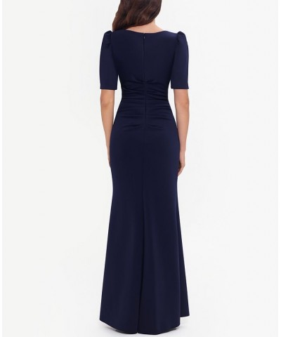 Petite Puff-Sleeve Gown Midnight Blue $89.79 Dresses