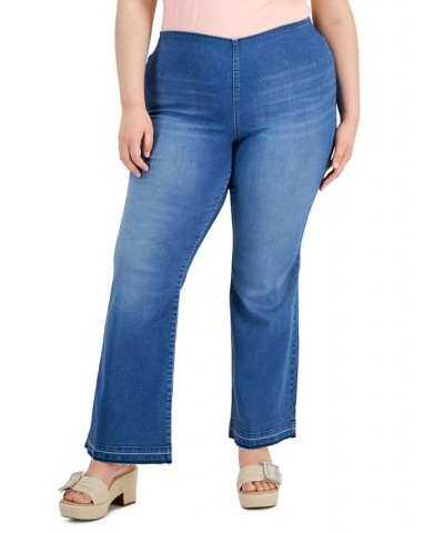 Plus Size Pull-On Flare-Leg Jeans Pineapple Wash $11.64 Jeans