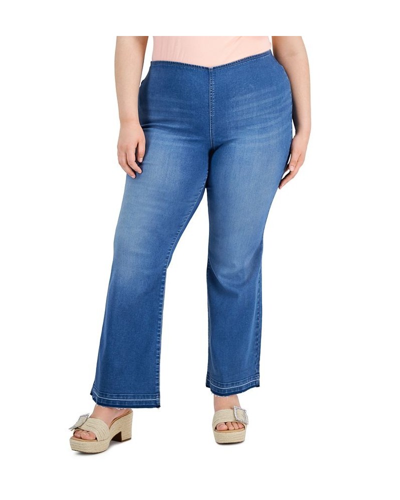 Plus Size Pull-On Flare-Leg Jeans Pineapple Wash $11.64 Jeans