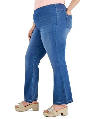 Plus Size Pull-On Flare-Leg Jeans Pineapple Wash $11.64 Jeans