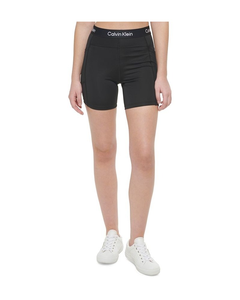 Women's Logo-Graphic Pull-On Biker Shorts Black $15.29 Shorts