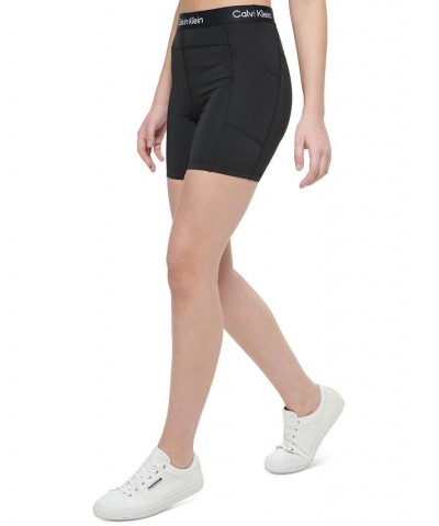 Women's Logo-Graphic Pull-On Biker Shorts Black $15.29 Shorts