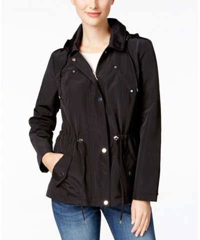 Petite Water-Resistant Hooded Anorak Jacket Black $31.67 Jackets