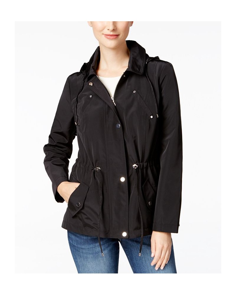 Petite Water-Resistant Hooded Anorak Jacket Black $31.67 Jackets