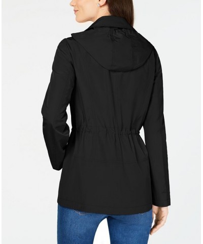 Petite Water-Resistant Hooded Anorak Jacket Black $31.67 Jackets