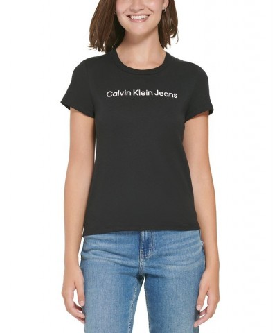 Women's Crewneck Logo Baby T-Shirt Black $17.19 Tops