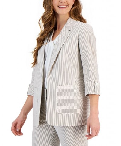 Petite Seersucker 3/4-Sleeve Blazer Sesame/vanilla Ice $54.21 Jackets