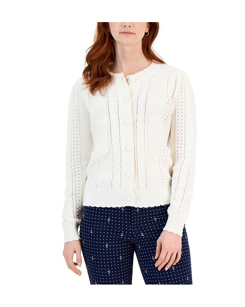 Women's Scalloped Edge Knit Cardigan White $15.50 Sweaters