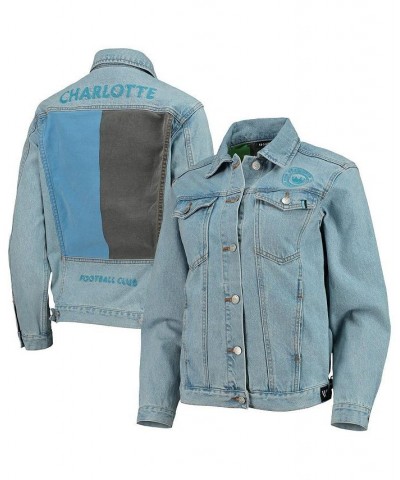 Women's Blue Charlotte FC Print Denim Button-Up Jacket Blue $51.20 Jackets