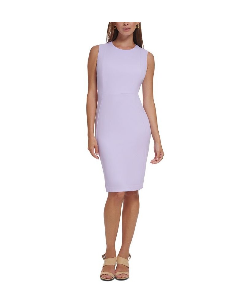 Women's Sleeveless Scuba Crepe Sheath Dress Purple $46.99 Dresses