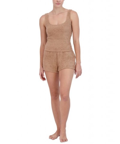 Women's Pull-On Chenille Sleep Shorts Tan/Beige $15.50 Sleepwear