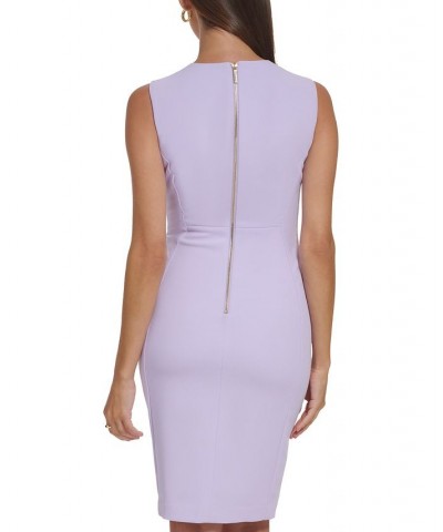 Women's Sleeveless Scuba Crepe Sheath Dress Purple $46.99 Dresses