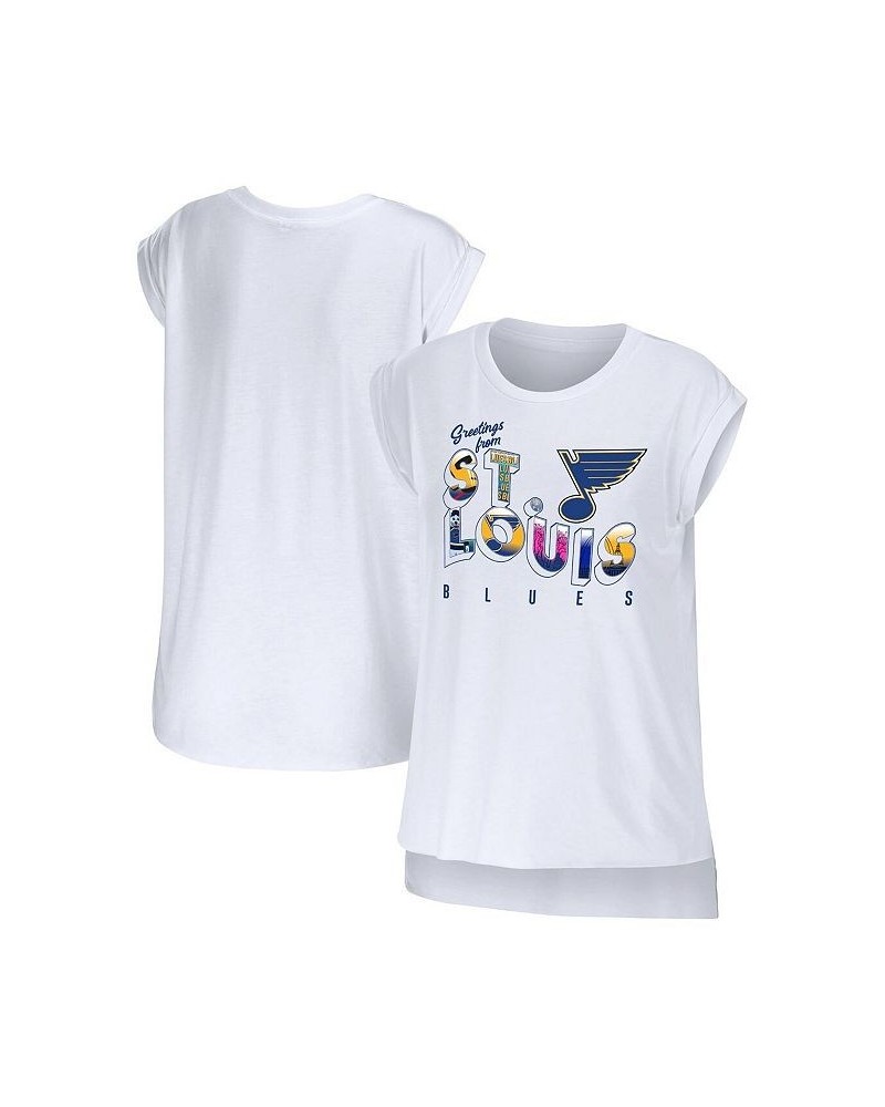 Women's White St. Louis Blues Greetings From Muscle T-shirt White $25.00 Tops