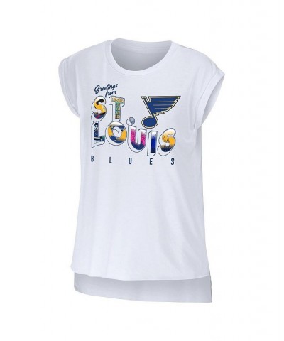 Women's White St. Louis Blues Greetings From Muscle T-shirt White $25.00 Tops