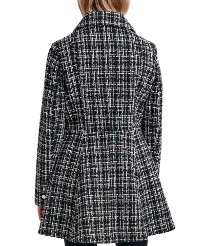 Women's Single-Breasted Skirted Tweed Coat Black/Pink $74.00 Coats