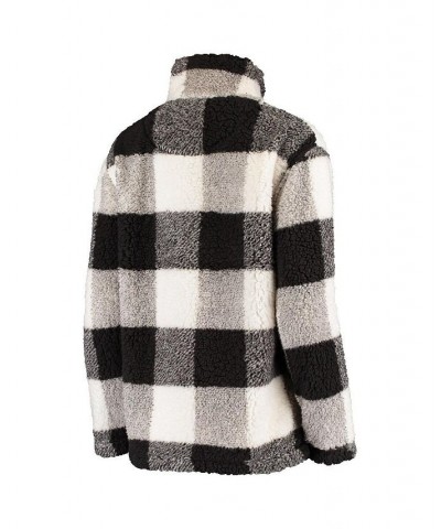 Women's Black and White San Jose Sharks Plaid Sherpa Quarter-Zip Jacket Black, White $42.75 Jackets