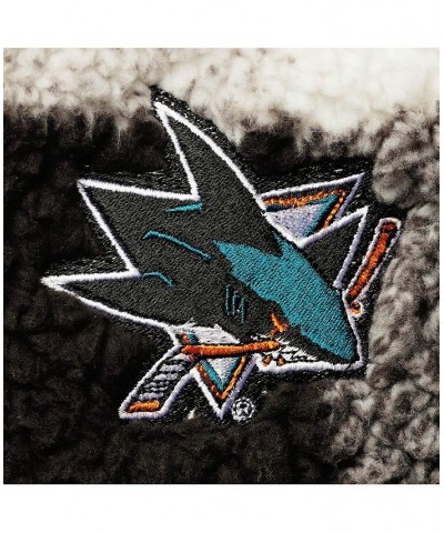 Women's Black and White San Jose Sharks Plaid Sherpa Quarter-Zip Jacket Black, White $42.75 Jackets