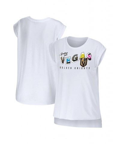 Women's White Vegas Golden Knights Greetings From Muscle T-shirt White $21.00 Tops