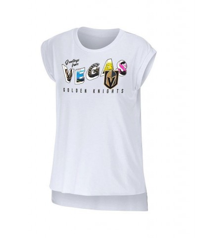 Women's White Vegas Golden Knights Greetings From Muscle T-shirt White $21.00 Tops