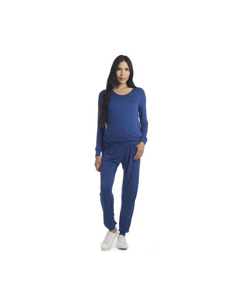 Women's Whitney 2-Piece Maternity/Nursing Top & Pant Set Denim Blue $36.90 Outfits