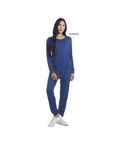 Women's Whitney 2-Piece Maternity/Nursing Top & Pant Set Denim Blue $36.90 Outfits