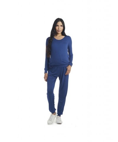 Women's Whitney 2-Piece Maternity/Nursing Top & Pant Set Denim Blue $36.90 Outfits