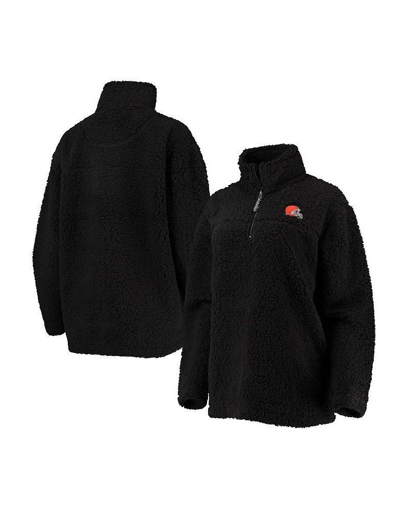 Women's Black Cleveland Browns Sherpa Quarter-Zip Jacket Black $34.00 Jackets