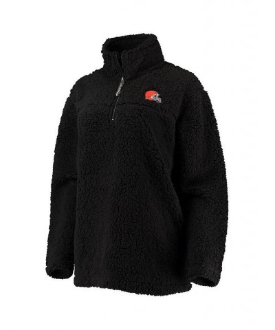 Women's Black Cleveland Browns Sherpa Quarter-Zip Jacket Black $34.00 Jackets