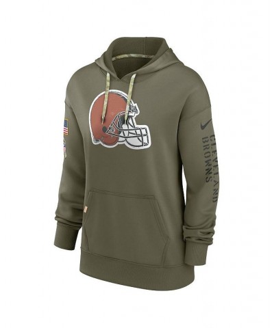 Women's Olive Cleveland Browns 2022 Salute To Service Performance Pullover Hoodie Olive $40.70 Sweatshirts
