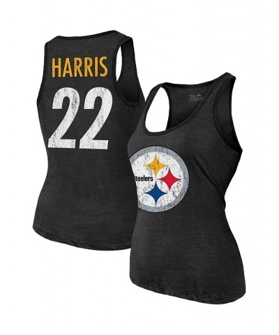 Women's Threads Najee Harris Black Pittsburgh Steelers Player Name and Number Tri-Blend Tank Top Black $31.31 Tops