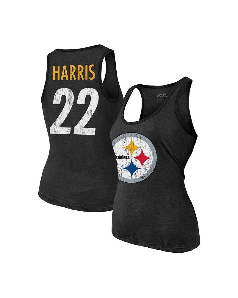 Women's Threads Najee Harris Black Pittsburgh Steelers Player Name and Number Tri-Blend Tank Top Black $31.31 Tops