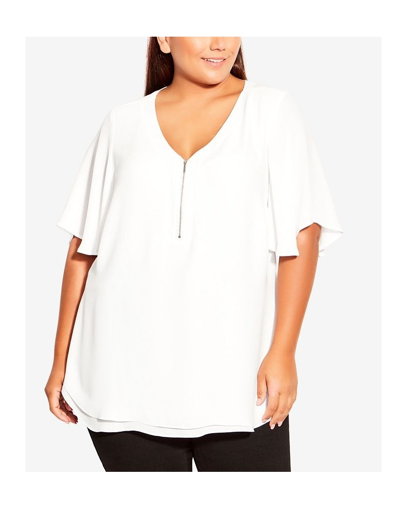 Plus Size Melina Flutter Blouse White $25.26 Tops