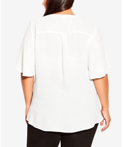 Plus Size Melina Flutter Blouse White $25.26 Tops