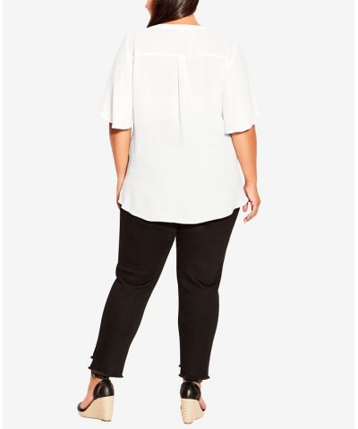 Plus Size Melina Flutter Blouse White $25.26 Tops