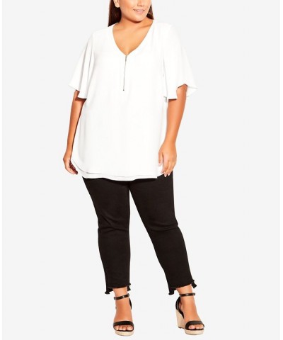 Plus Size Melina Flutter Blouse White $25.26 Tops