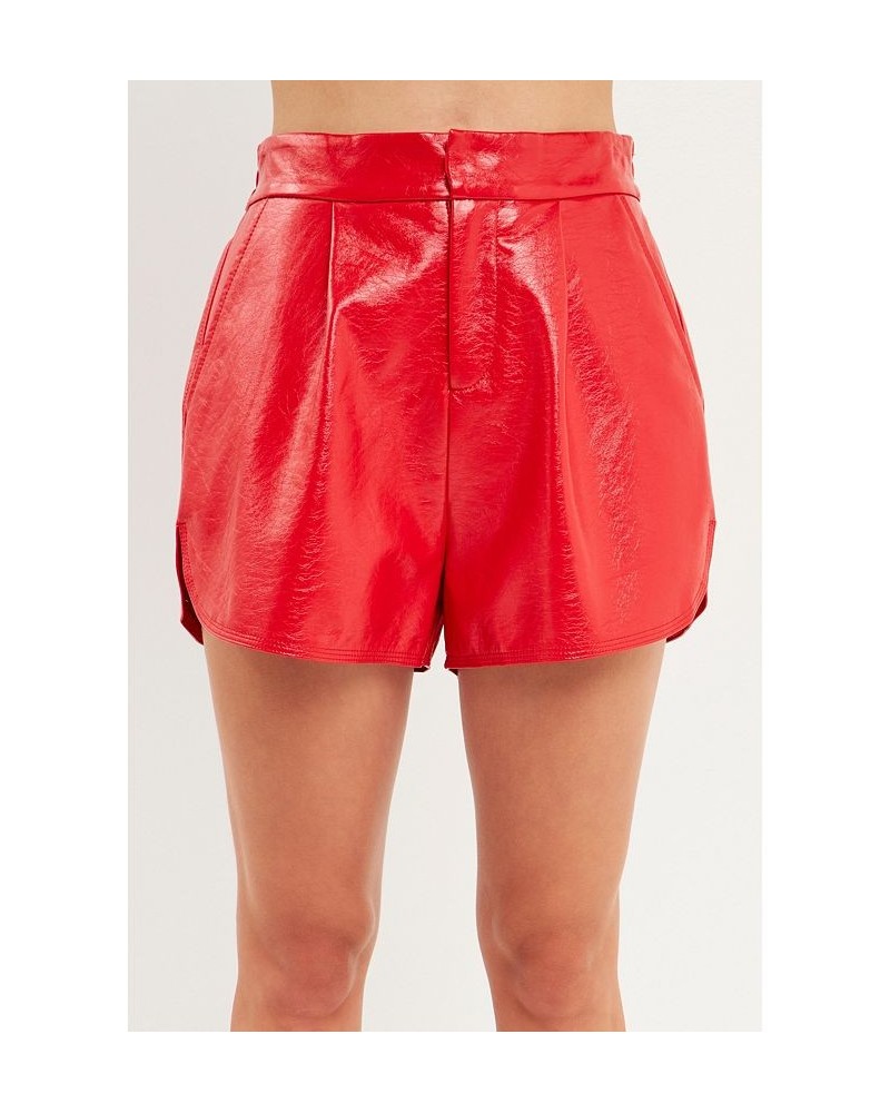 Women's High-Waisted Faux Leather Shorts Red $44.00 Shorts