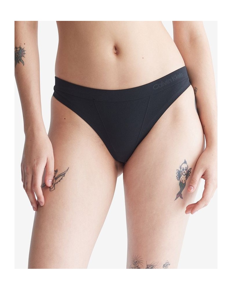 Women's Bonded Flex Thong Underwear QF6611 Black $13.69 Panty