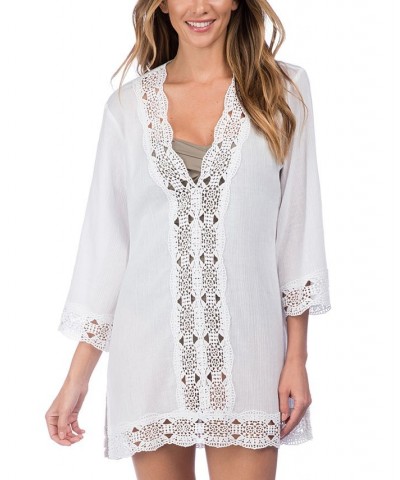 Island Fare Cotton Crochet-Trim Tunic White $35.03 Swimsuits