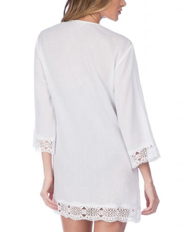 Island Fare Cotton Crochet-Trim Tunic White $35.03 Swimsuits