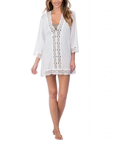 Island Fare Cotton Crochet-Trim Tunic White $35.03 Swimsuits