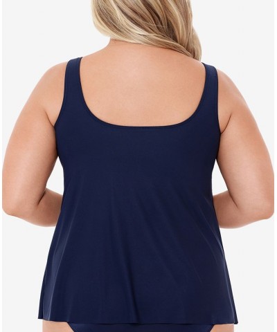 Plus Size Illusionists Ursula Underwire Tankini Top Midnight $70.50 Swimsuits