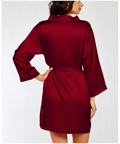 Women's Marina Lux 3/4 Sleeve Satin Lingerie Robe Burgundy $27.60 Lingerie