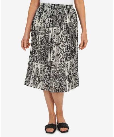 Women's Summer in The City Patchwork Pleated Midi Skirt Onyx $23.64 Skirts