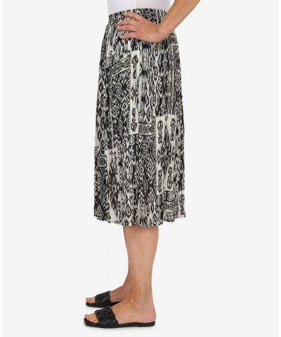 Women's Summer in The City Patchwork Pleated Midi Skirt Onyx $23.64 Skirts