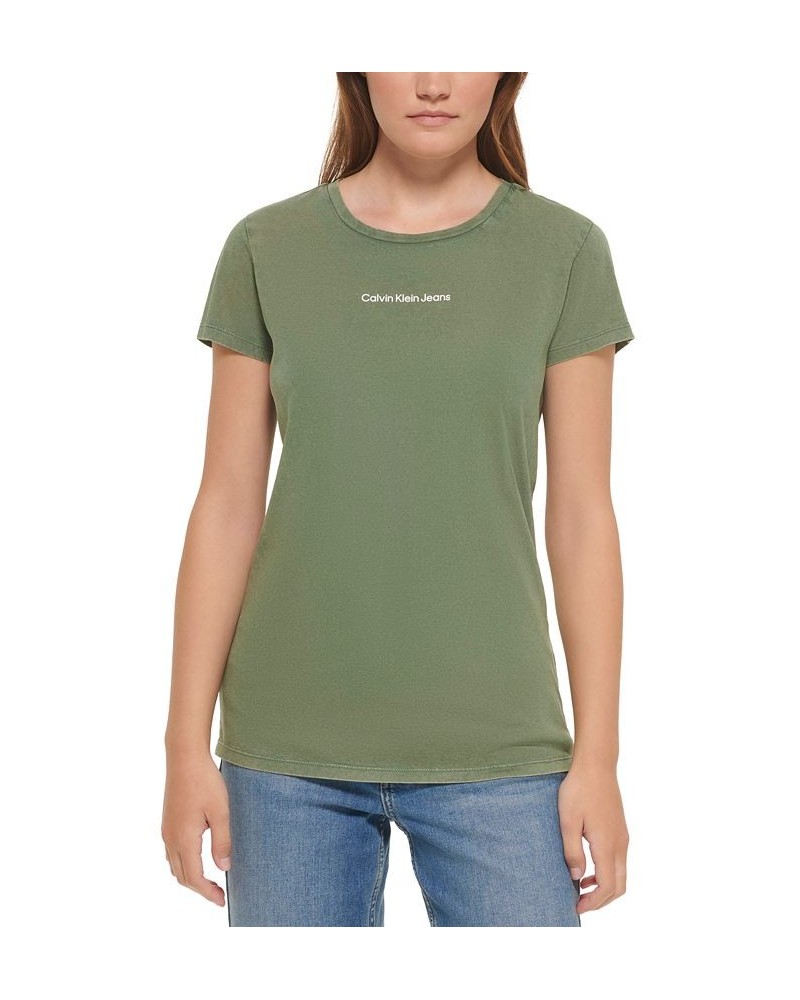 Calvin Klein Women’s Cotton Iconic Logo T-Shirt Green $16.65 Tops