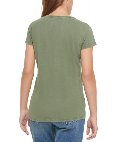 Calvin Klein Women’s Cotton Iconic Logo T-Shirt Green $16.65 Tops